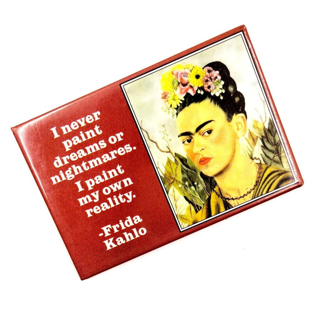 Frida Kahlo Refrigerator Magnet "Dreams & Nightmares" with Frida Image Flowers